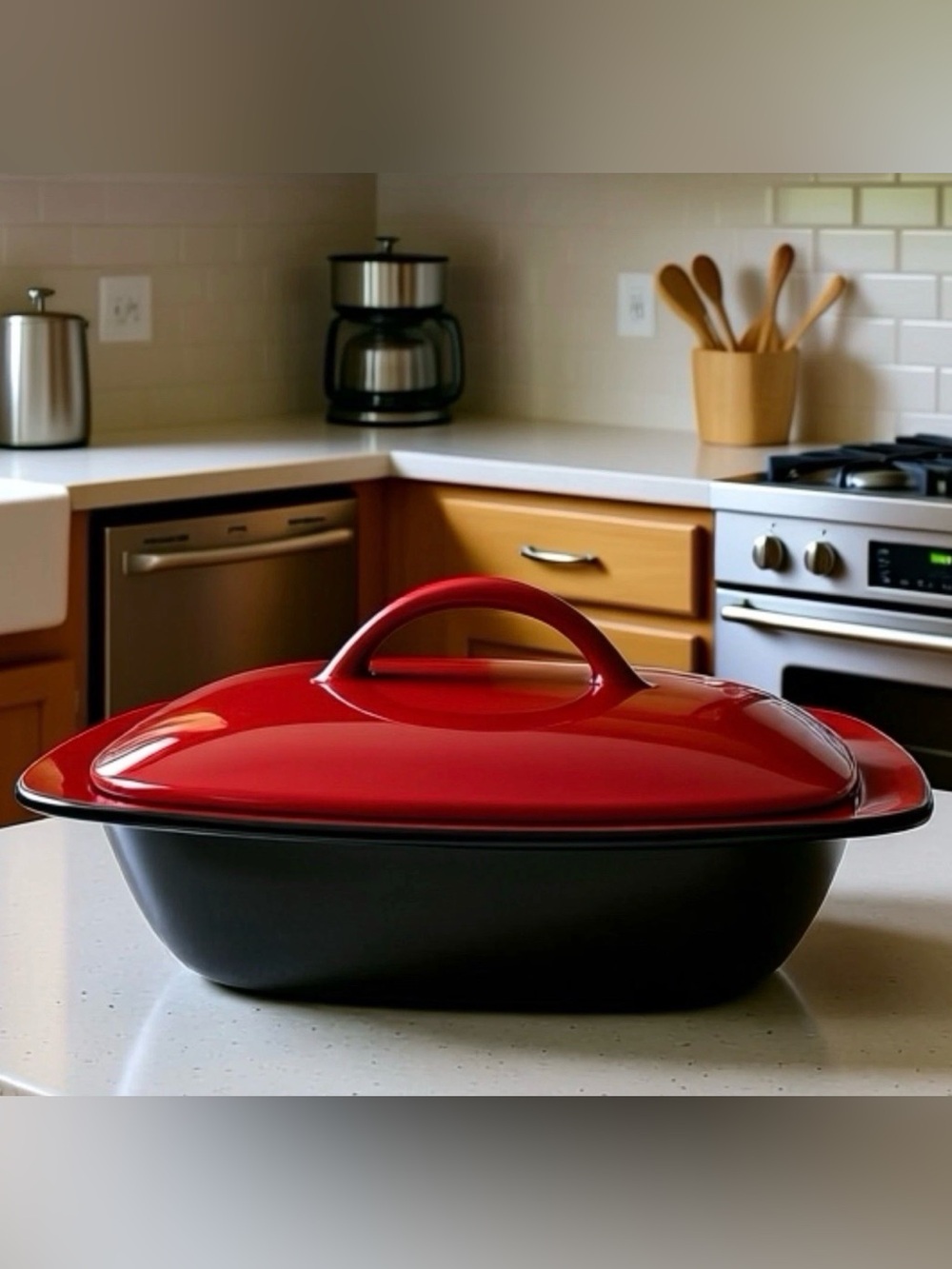 Corningware RYKU 2 Qt Square Casserole w/ Lid Red Black CS2 RARE RETIRED